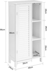 Bathroom Storage Cabinet 3 Shelves 1 Door - Side View