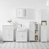 Bathroom Storage Cabinet 3 Shelves 1 Door - Low Angle