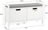 Modern White Shoe Storage Bench with Cushion Seat