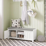 White Storage Bench with Removable Cushion
