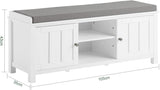White Storage Bench with Removable Cushion - Top-Down View