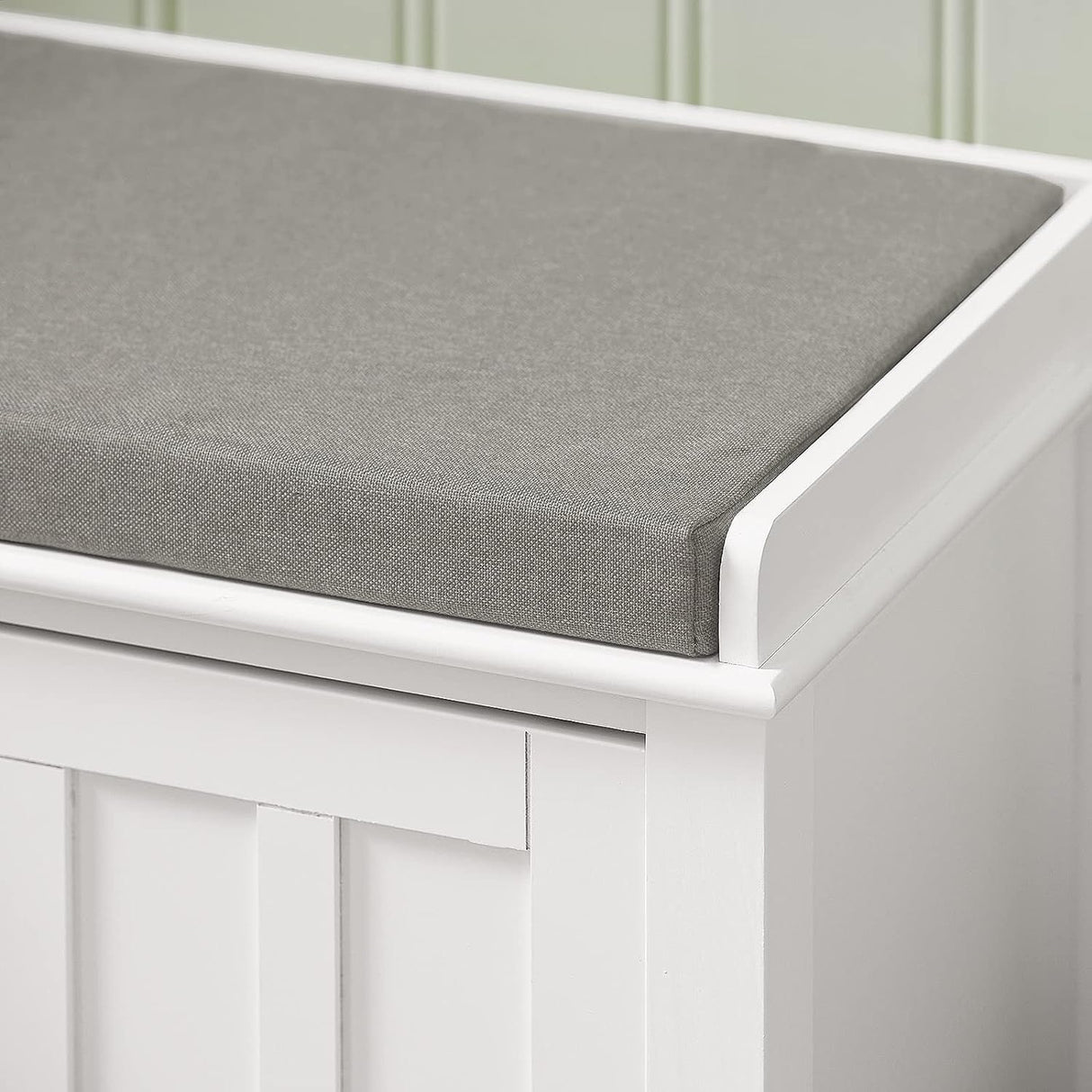 White Storage Bench with Removable Cushion