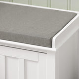 White Storage Bench with Removable Cushion - Low Angle