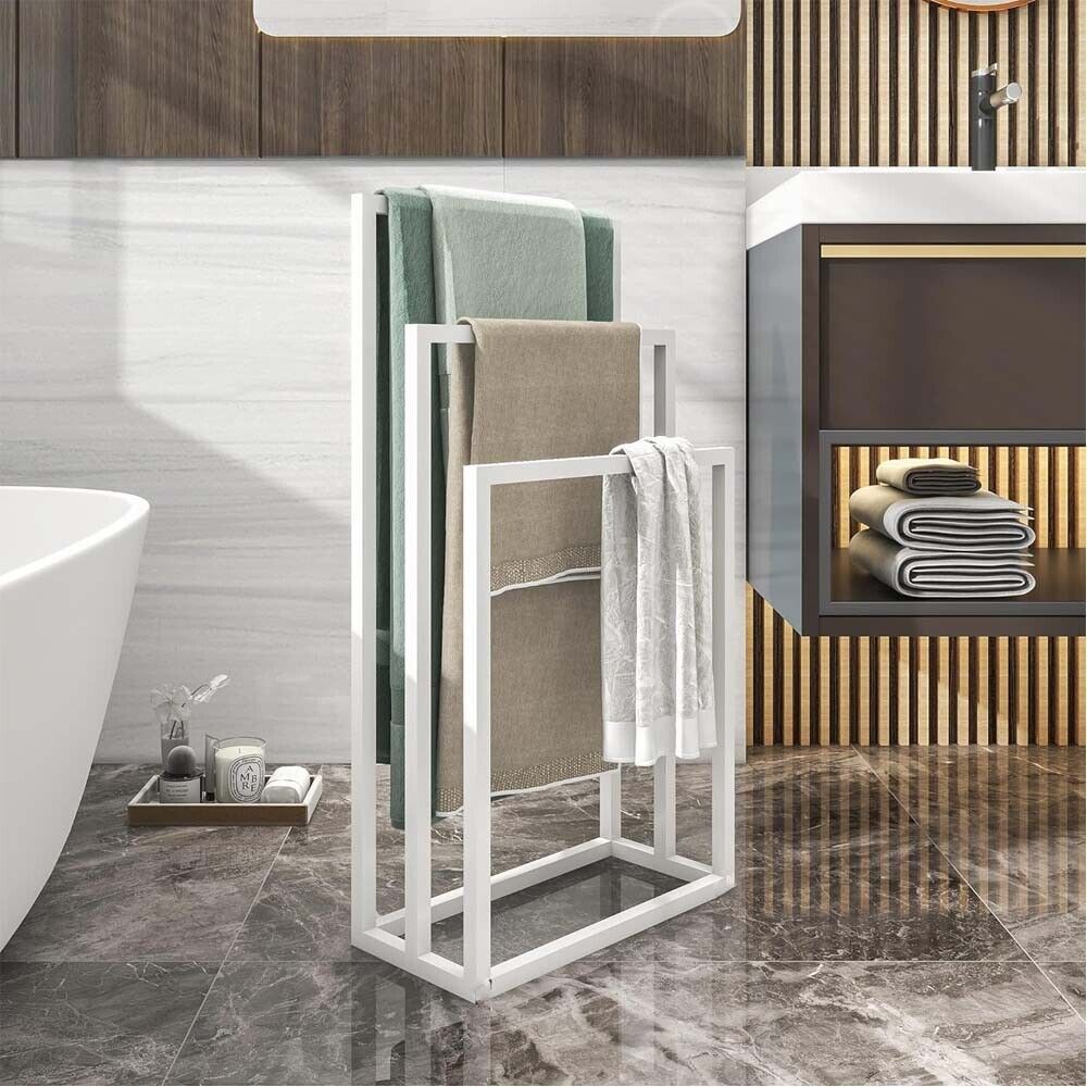 3 Tier Metal Freestanding Towel Rack Rail Holder Drying Stand