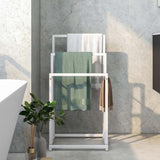 3 Tier Metal Freestanding Towel Rack Rail Holder Drying Stand - Low Angle