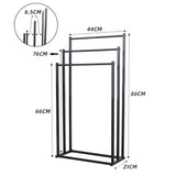 3 Tier Metal Towel Rack Freestanding Bathroom Organizer Rail - Close-Up Angle