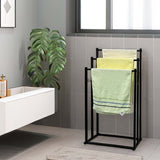 Metal Free Standing Towel Rack 3 Tier Bathroom Rail Shelf Dryer - Front View