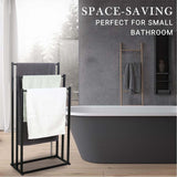 Metal Free Standing Towel Rack 3 Tier Bathroom Rail Shelf Dryer - Side View