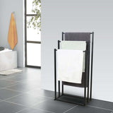 Metal Free Standing Towel Rack 3 Tier Bathroom Rail Shelf Dryer - Top-Down View