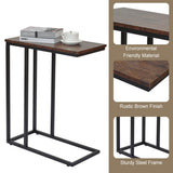 C-Shaped Sofa Side End Table Metal Frame Laptop Tray - All Family - Front View