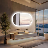 1000x500mm LED Bathroom Mirror Oval Anti-Fog Dimmable Wall Mount - Low Angle