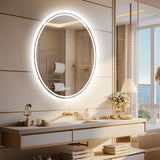 500x700mm LED Bathroom Mirror Oval Dimmable Anti-Fog - Side View