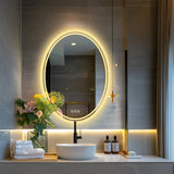 500x700mm LED Bathroom Mirror Oval Dimmable Anti-Fog - Top-Down View