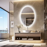 500x700mm LED Bathroom Mirror Oval Dimmable Anti-Fog - 45-Degree Angle