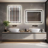 500x700mm LED Bathroom Mirror Anti-Fog Illuminated Shatterproof - 45-Degree Angle