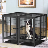 52 XXXL Heavy Duty Dog Cage Large Breed Kennel on Wheels - Front View