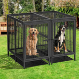 52 XXXL Heavy Duty Dog Cage Large Breed Kennel on Wheels - Side View