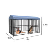 Pawhub Heavy Duty Dog Cage Black Metal Kennel Indoor Outdoor 3M - Rear View