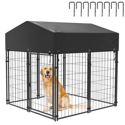 Outdoor Dog Kennel XS Pet Cage with Roof & Cover 127x120x134cm