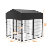 Outdoor Dog Kennel XS Pet Cage with Roof & Cover 127x120x134cm - 45-Degree Angle