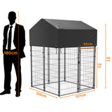 Small Outdoor Dog Kennel Pet Cage with Roof Cover 125x120x165cm - 45-Degree Angle