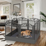 HeavyDuty Metal Dog Playpen w/ Waterproof Border - Side View