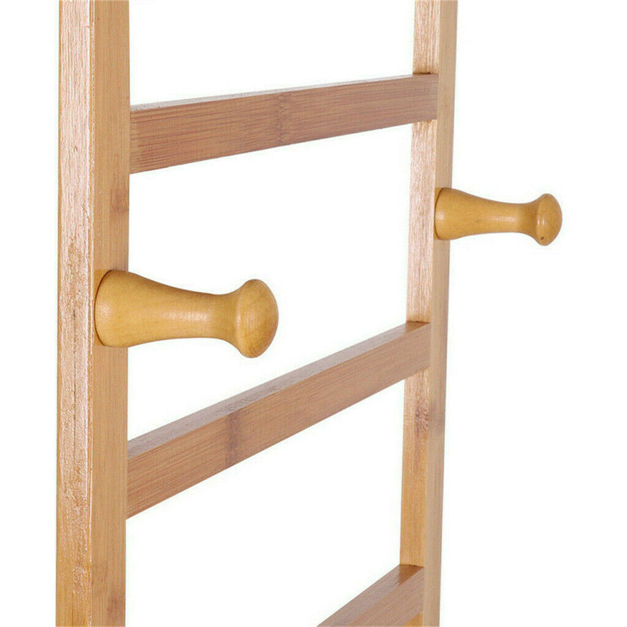 3-Tier Wooden Clothes Rack Rolling Garment Stand w/ Hooks, image 10