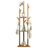 Bamboo Coat Rack Stand with Umbrella Holder - Hanging Storage - 45-Degree Angle