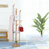 Bamboo Coat Rack Stand with Umbrella Holder - Hanging Storage - Extra Image
