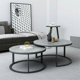Set of 2 Grey Marble Nesting Coffee Tables 60/80cm