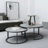 Set of 2 Grey Marble Nesting Coffee Tables 60/80cm - Side View