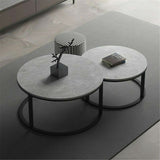 Set of 2 Grey Marble Nesting Coffee Tables 60/80cm - 45-Degree Angle
