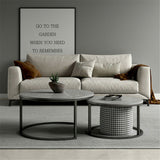 Set of 2 Grey Marble Nesting Coffee Tables 60/80cm - Close-Up Angle
