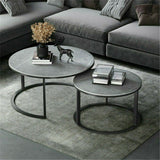 Set of 2 Grey Marble Nesting Coffee Tables 60/80cm - Extra Image