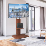 Heavy Duty TV Floor Stand Adjustable Mount 65 Black Brown - Front View