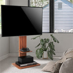 Heavy Duty TV Floor Stand Adjustable Mount 65 Black Brown, image 4
