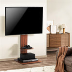 Heavy Duty TV Floor Stand Adjustable Mount 65 Black Brown, image 6