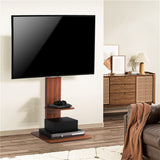 Heavy Duty TV Floor Stand Adjustable Mount 65 Black Brown - Rear View