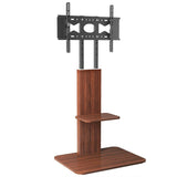Heavy Duty TV Floor Stand Adjustable Mount 65 Black Brown - Close-Up Angle
