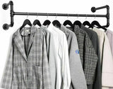 Iron Wall Mounted Clothes Rack with Shelf Garment Display - Side View