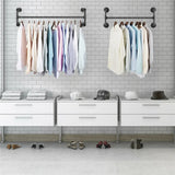 Iron Wall Mounted Clothes Rack with Shelf Garment Display - Rear View