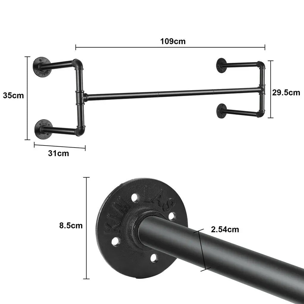 Iron Wall Mounted Clothes Rack with Shelf Garment Display