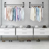 Iron Wall Mounted Clothes Rack with Shelf Garment Display - Rear View