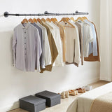 Industrial Iron Pipe Clothes Rail Vintage Wall Shelf - Top-Down View