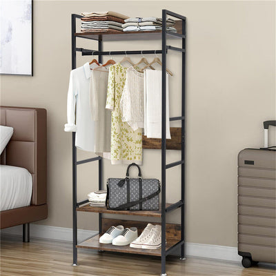 Metal Garment Rack Coat Stand MDF & Iron Organizer