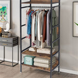 Metal Garment Rack Coat Stand MDF & Iron Organizer - Side View