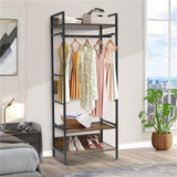 Metal Garment Rack Coat Stand MDF & Iron Organizer - Top-Down View