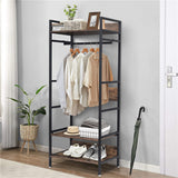 Metal Garment Rack Coat Stand MDF & Iron Organizer - Rear View