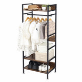 Metal Garment Rack Coat Stand MDF & Iron Organizer - Close-Up Angle