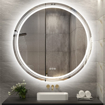 60cm LED Bathroom Mirror Anti-fog Circle Backlit HD